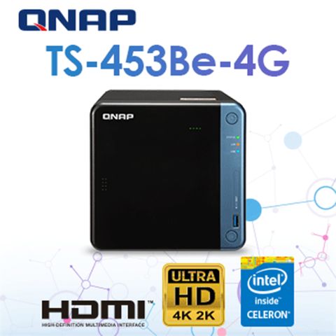 [CyberPower 在線互動式CP1000AVRLCDa] QNAP TS-453Be-4G 4Bay NAS
