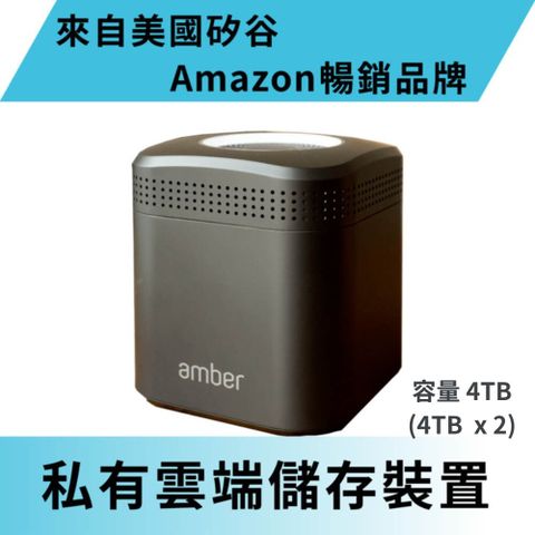 Amber 私有雲端儲存裝置 內建硬碟 4TB x 2 + AC2600 Wi-Fi寬頻分享器