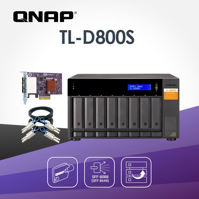 QNAP 威聯通   TL-D800S 8-bay桌上型多通道 SATA 6Gb/s JBOD 高效能儲存擴充設備