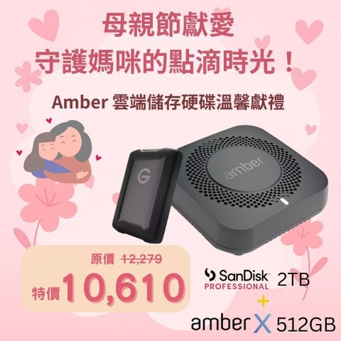 Amber 【擴充超值組】 X 雲端儲存裝置 512GB +SanDisk PROFESSIONAL G-DRIVE ArmorATD 2TB