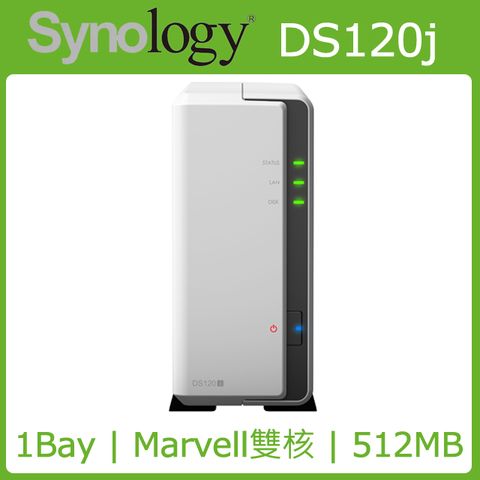 [希捷 IronWolf Pro 8TB*1] Synology DS120j NAS (1Bay/Marvell雙核/512MB)