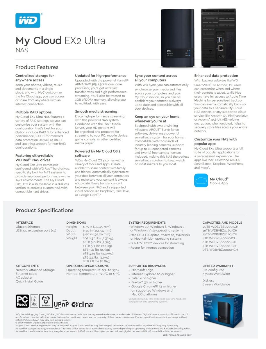 WD My Cloud EX2 Ultra - Black， 16TB（並行輸入品）-