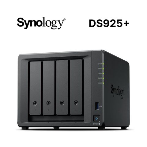 Synology 群暉 [搭HAT3300 PLUS 6TB*2] DiskStation DS925+ (4Bay/AMD/4GB) NAS 網路儲存伺服器