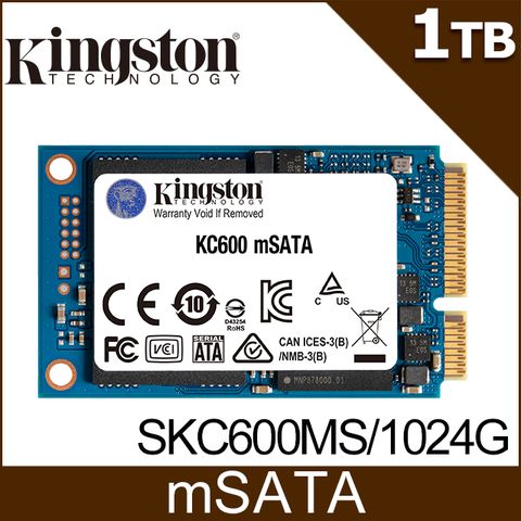 金士頓 Kingston KC600 1TB (mSATA) SSD固態硬碟 (SKC600MS/1024G)