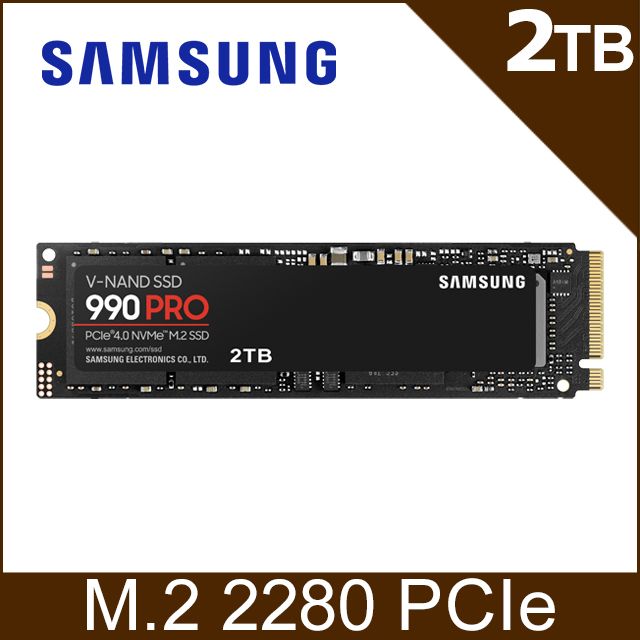 SAMSUNG 三星990 PRO 2TB NVMe M.2 2280 PCIe 固態硬碟(MZ-V9P2T0BW 