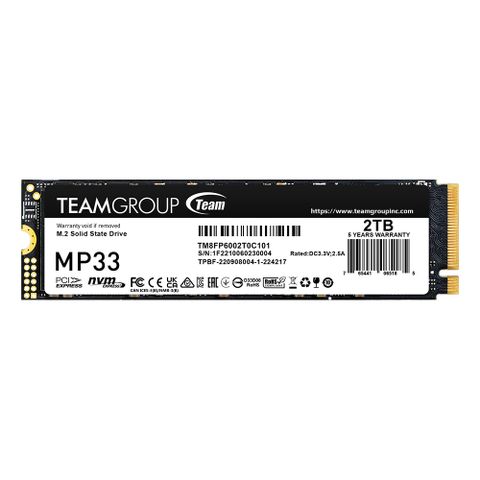 TEAM 十銓 MP33 2TB M.2 PCIe SSD 固態硬碟