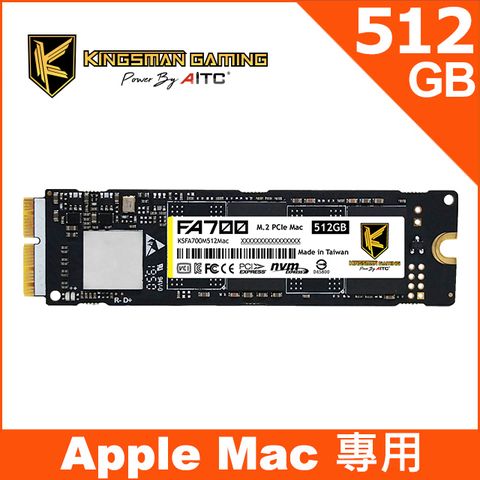 ▼新品上市▼AITC 艾格 FA700 Mac SSD 512GB M.2 2280 PCIe NVMe 固態硬碟