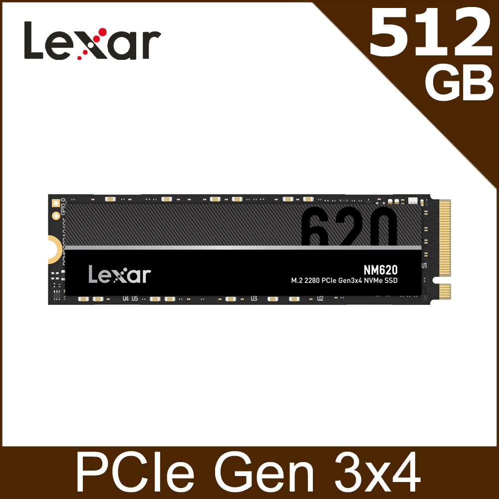 Lexar 雷克沙   NM620 M.2 2280 PCIe Gen3x4 NVMe 512GB 固態硬碟