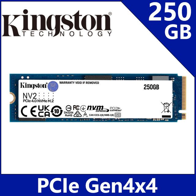  金士頓 Kingston NV2 250GB Gen4 PCIe SSD 固態硬碟 (SNV2S/250G)