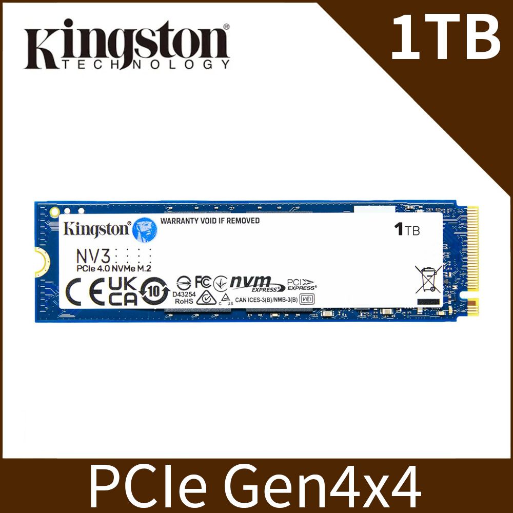 Kingston 金士頓 NV3 1TB Gen4 PCIe SSD 固態硬碟 (SNV3S/1000G)