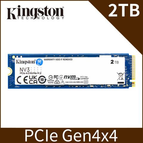 Kingston 金士頓 NV3 2TB Gen4 PCIe SSD 固態硬碟 (SNV3S/2000G)