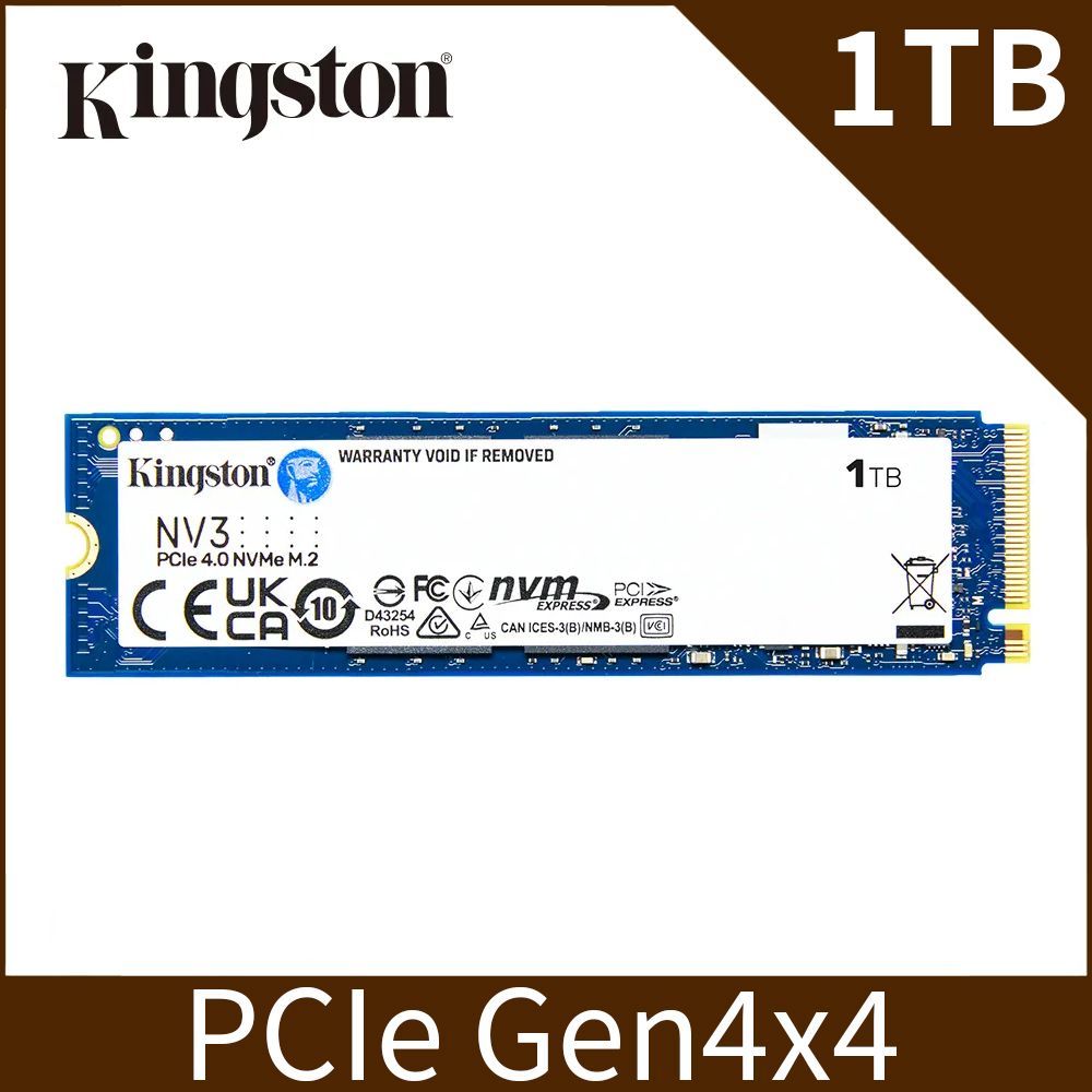 Kingston 金士頓 NV3 1TB M.2 2280 NVMe SSD 固態硬碟 (SNV3S/1000G)