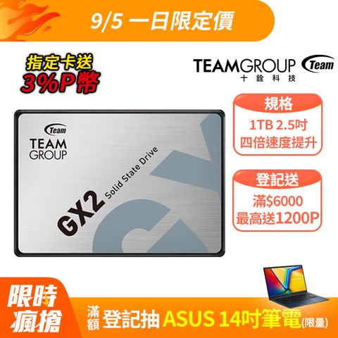 TEAM 十銓 GX2  1TB  2.5吋 SATAIII SSD 固態硬碟