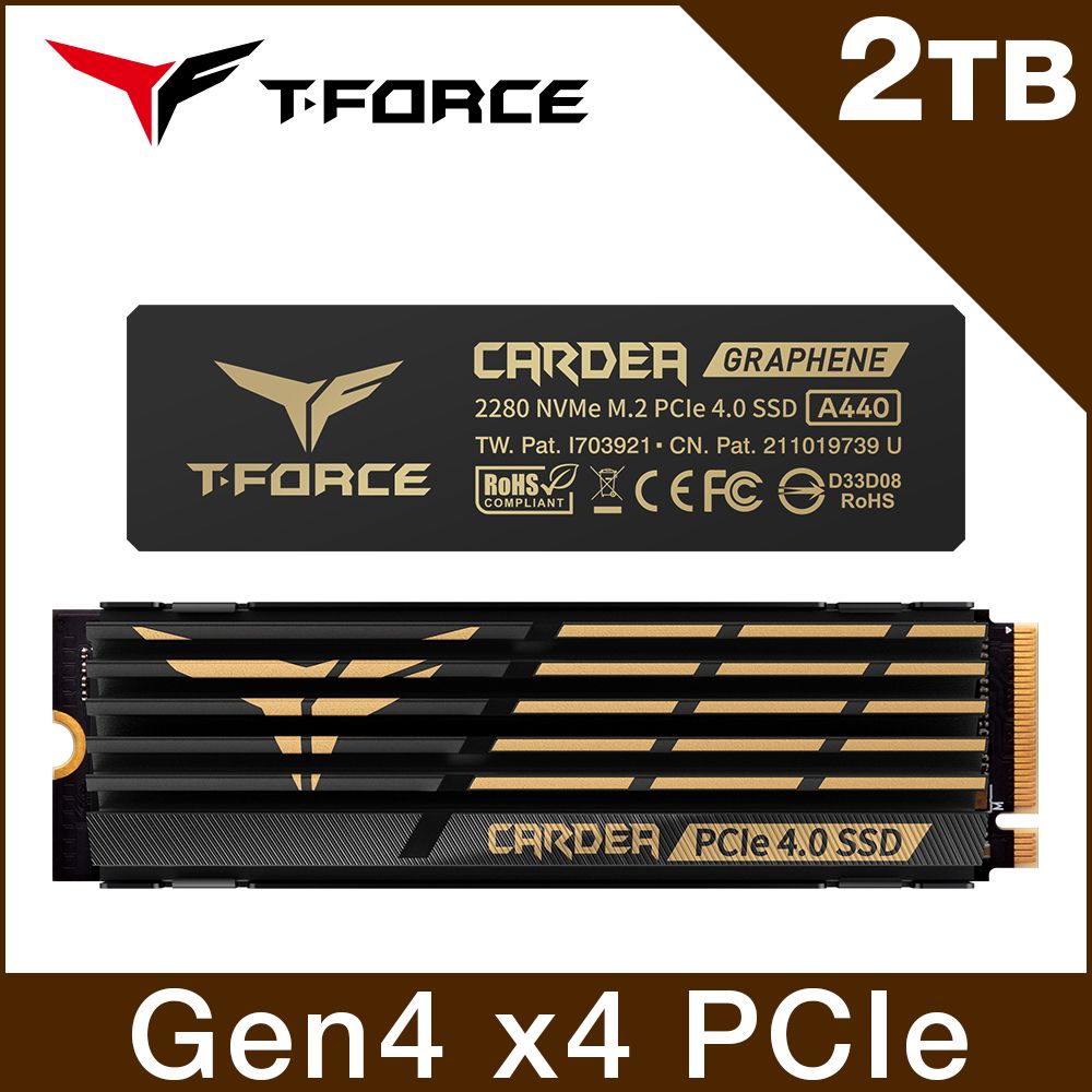 Team 十銓  T-FORCE A440 黑曜女神 (雙散熱片) 2TB M.2 PCIe Gen4固態硬碟