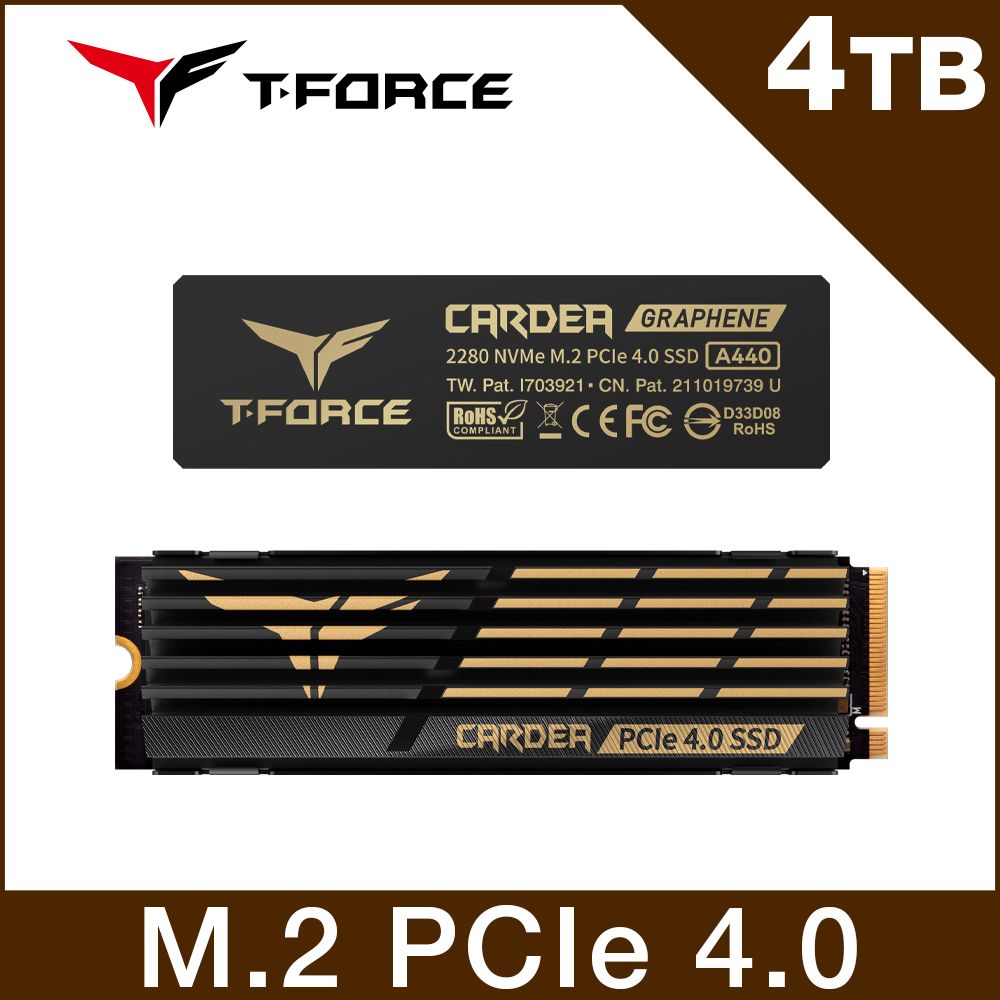 Team 十銓  T-FORCE A440 黑曜女神 (雙散熱片) 4TB M.2 PCIe Gen4固態硬碟