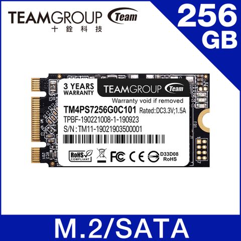 【福利品】TEAM十銓 MS30 M.2-2242 SATAIII 256GB 固態硬碟 (9.9成新)