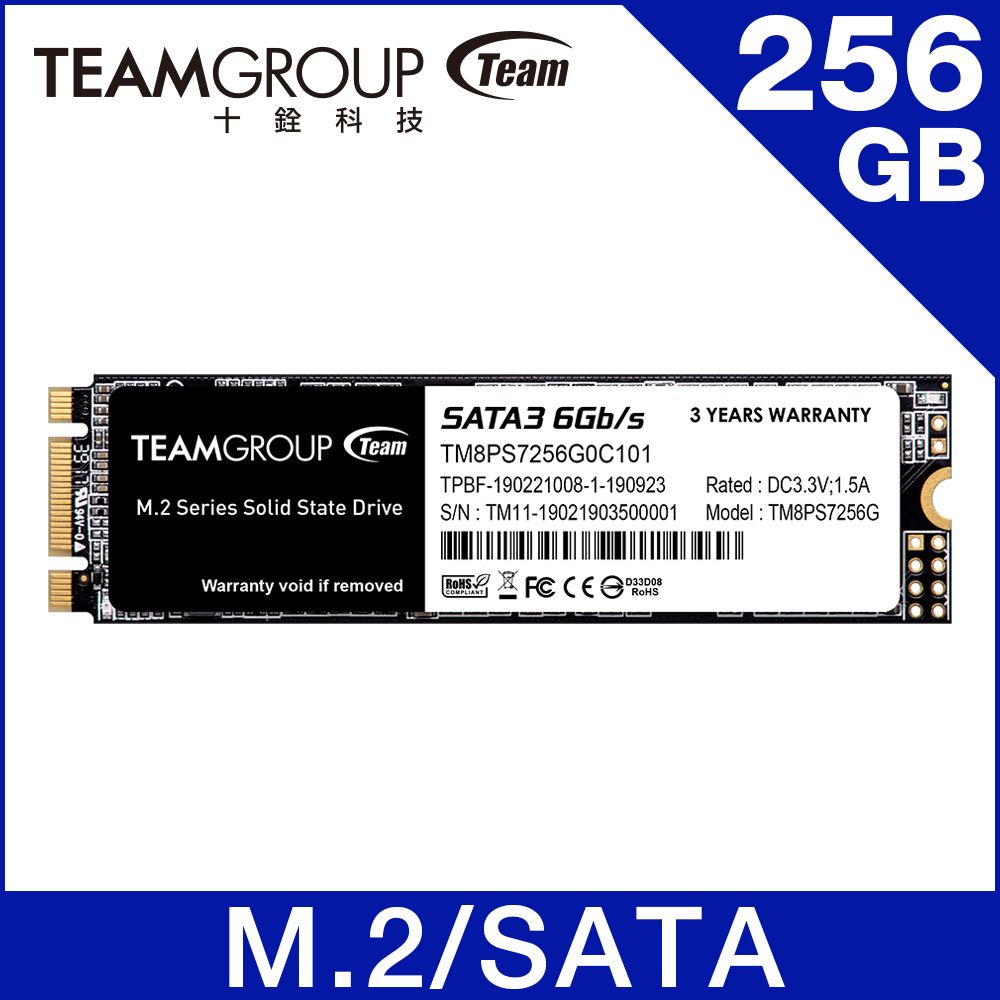 Team 十銓 【福利品】 MS30 M.2-2280 SATAIII 256GB 固態硬碟 (9.9成新)