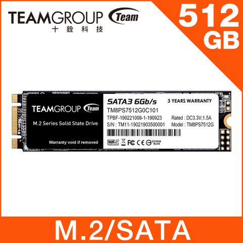 【福利品】TEAM十銓 MS30 M.2-2280 SATAIII 512GB 固態硬碟 (9.9成新)