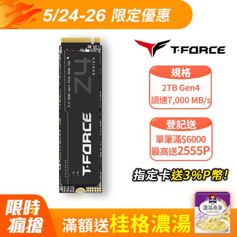 Team 十銓 T-FORCE Z44A7Q 2TB M.2 PCIe Gen4固態硬碟