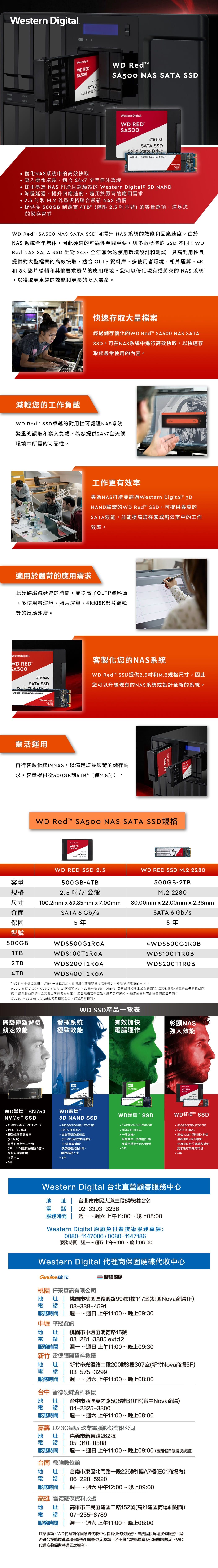 WD 紅標SA500 500GB SSD NAS固態硬碟(WDS500G1R0A) - PChome 24h購物