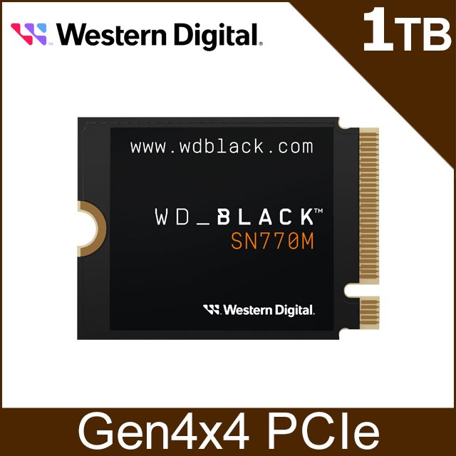 WD 威騰 遊戲掌機擴充最佳選擇  黑標 SN770M 1TB M.2 2230 PCIe 4.0 NVMe SSD固態硬碟(S100T3X0G)