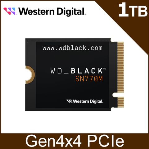 遊戲掌機擴充最佳選擇 WD 黑標 SN770M 1TB M.2 2230 PCIe 4.0 NVMe SSD固態硬碟(WDS100T3X0G)