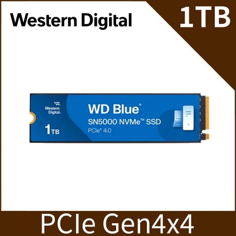 WD BLUE 藍標  SN5000 1TB Gen4 NVMe PCIe SSD固態硬碟(WDS100T4B0E)