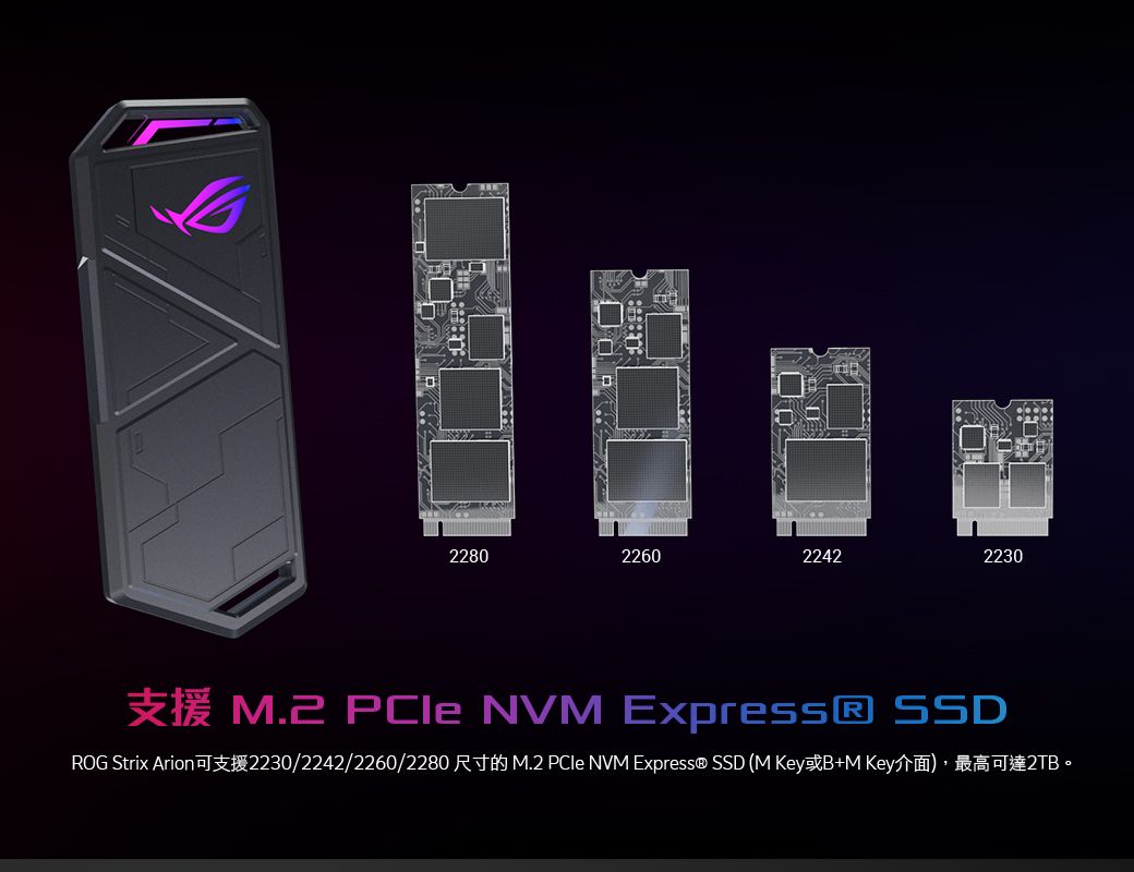華碩ASUS ROG Strix Arion M.2 NVMe SSD 外接盒- PChome 24h購物