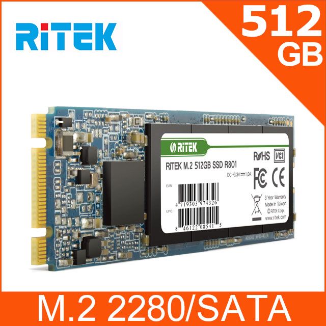 RIDATA 錸德 RITEK R801 512GB M2 2280/SATA-III SSD固態硬碟