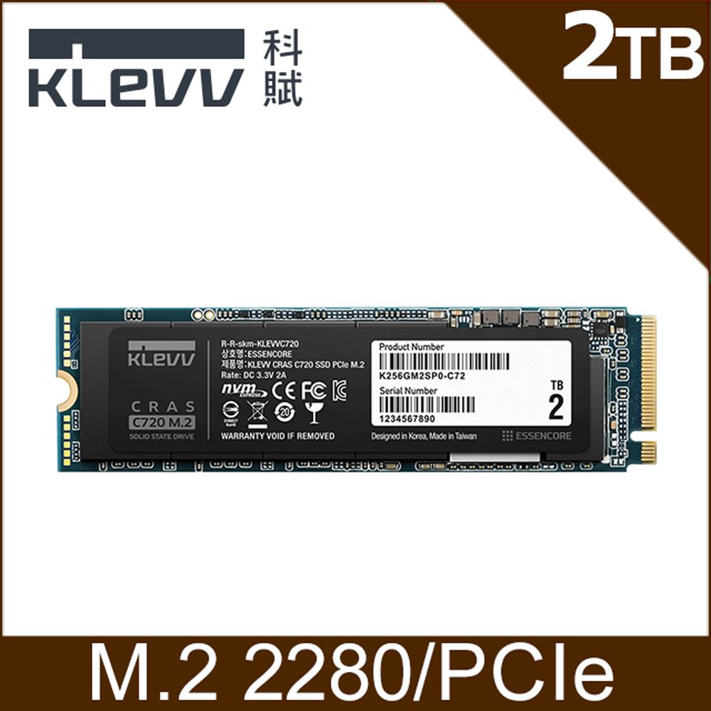 KLEVV 科賦CRAS C720 2TB Gen3x4 PCIe SSD - PChome 24h購物