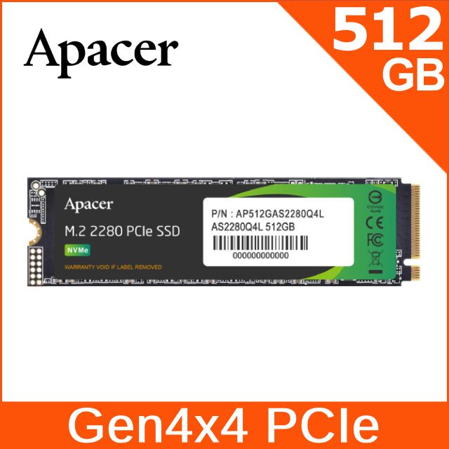 Apacer宇瞻AS2280Q4L 2TB M.2 PCIe Gen4x4 SSD - PChome 24h購物