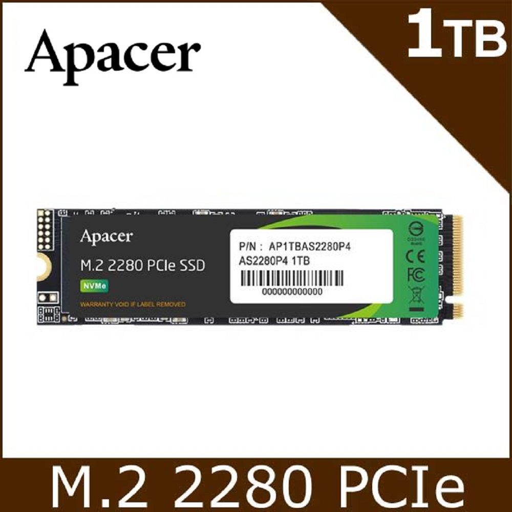 Apacer 宇瞻  AS2280P4 1TB M.2 PCIe Gen3x4 SSD