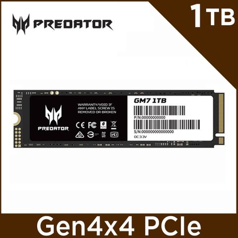 Acer Predator GM7 1TB M.2 PCIe Gen4x4 SSD固態硬碟