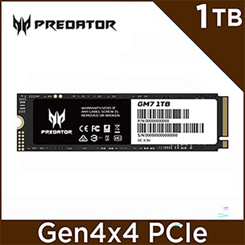 ACER 宏碁 Predator GM7 1TB M.2  PCIe Gen4x4 SSD固態硬碟