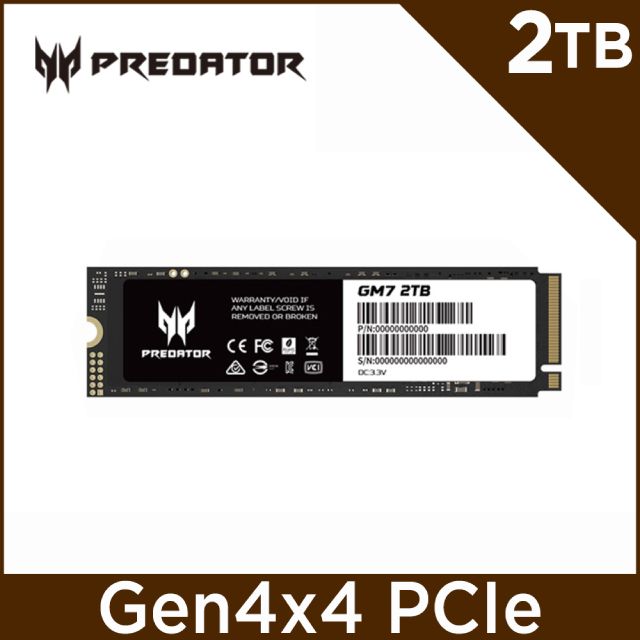 Acer Predator GM7 2TB M.2 2280 PCIe Gen4x4 SSD固態硬碟- PChome 24h購物