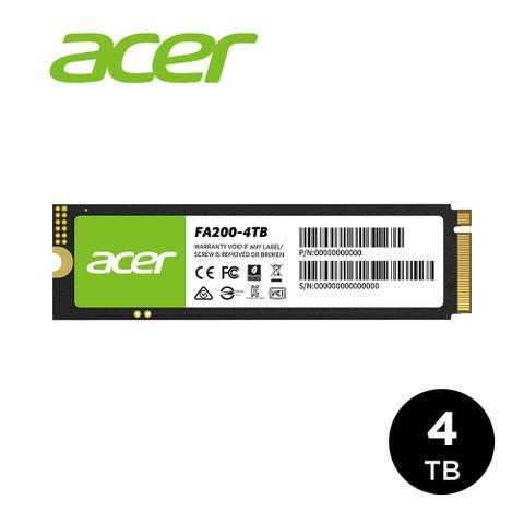 Acer FA200 4TB Gen4 M.2 2280 PCIe SSD固態硬碟