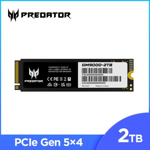 ACER 宏碁 Predator GM9000 2TB M.2 2280 PCIe Gen5 SSD固態硬碟