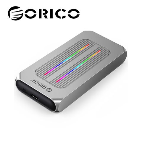 內建全鋁散熱鰭片ORICO NVMe M.2 RGB全鋁合金雙腎紋硬碟外接盒10G (M2R1-G2)