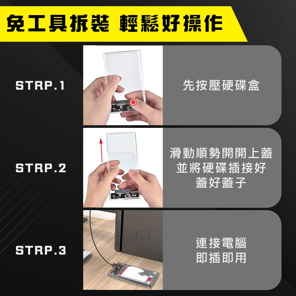 i-gota 愛購它 HAOWU Type C 2.5吋硬碟透明外接盒