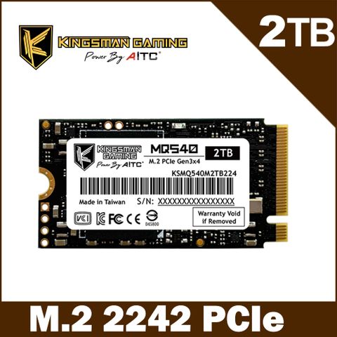 AITC 艾格 KINGSMAN MQ540 2TB M.2 2242 PCIe NVMe Gen3x4 SSD 固態硬碟