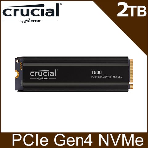 新品上市美光 Micron Crucial T500 2TB PCIe Gen4 NVMe M.2 SSD 含散熱器 (CT2000T500SSD5)