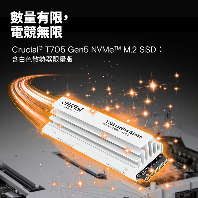 Micron 美光   Crucial T705 2TB PCIe Gen5 NVMe M.2 SSD 白色散熱器_限量版(CT2000T705SSD5A)