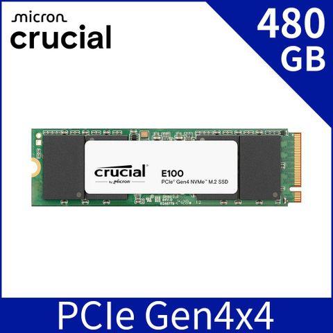 Micron 美光 Crucial E100 480GB PCIe Gen4 NVMe 2280 M.2 SSD 固態硬碟 (CT480E100SSD8C)