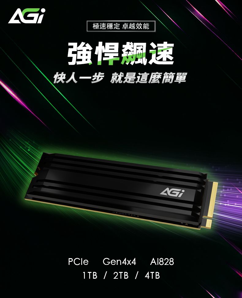 極速穩定 卓越效能強悍速快人一步 就是這麼簡單PCleGen4x4A1828 / 2TB / 4TB