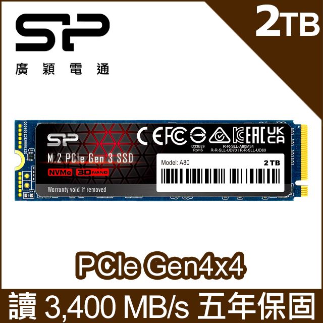 SP P34A80 2TB NVMe Gen3x4 PCIe SSD SP002TBP34A80M28