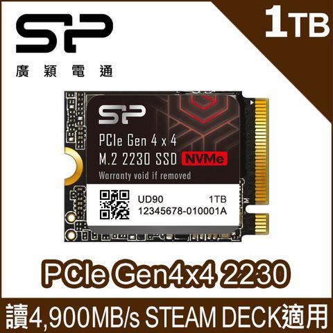 SP廣穎 UD90 1TB M.2 2230 NVMe Gen4x4 PCIe SSD 固態硬碟(SP01KGBP44UD9007)