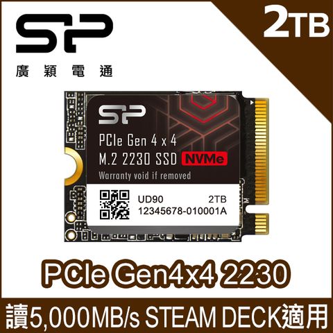 SP廣穎 UD90 2TB M.2 2230 NVMe Gen4x4 PCIe SSD 固態硬碟(SP02KGBP44UD9007)