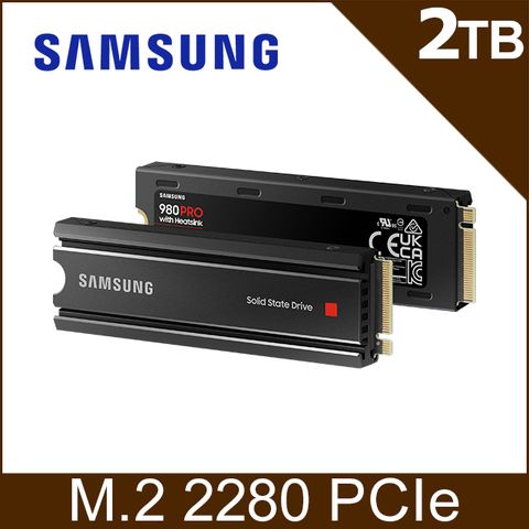 PS5擴充適用SAMSUNG 三星 980 PRO 2TB含散熱片NVMe M.2 2280 PCIe 固態硬碟 (MZ-V8P2T0CW) 適用PS5裝置