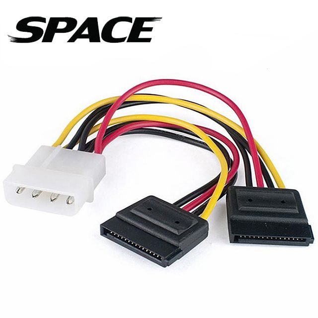 SPACE  一分二SATA電源線 4pin轉兩個15pin (3入一組)