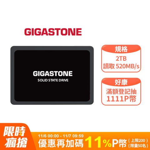 Gigastone 立達 SSD 2TB SATA III 2.5吋高效固態硬碟(最高讀取速度520MB/s / 寫入速度480MB/s)